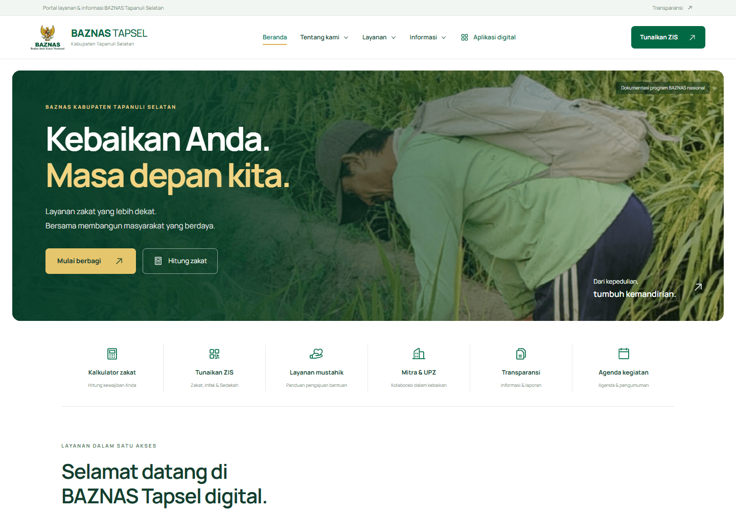 Pratinjau halaman BAZNAS Tapsel
